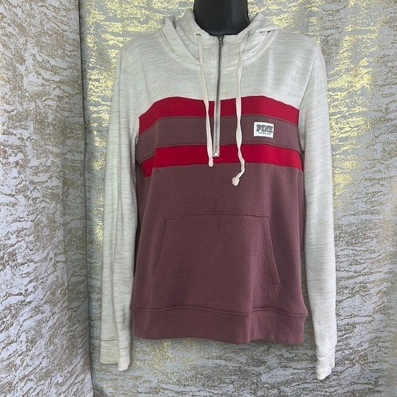 Victorias Secret PINK Sweatshirt Half Zip Pullover Hoodie Size M - Picture 3 of 15